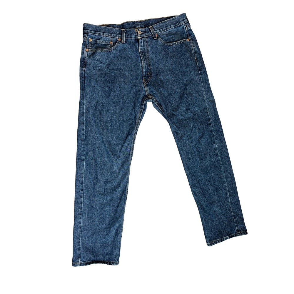 Levis 505 Regular Fit Mens Jeans 36x32 Dark Wash Blue 100% Cotton Denim